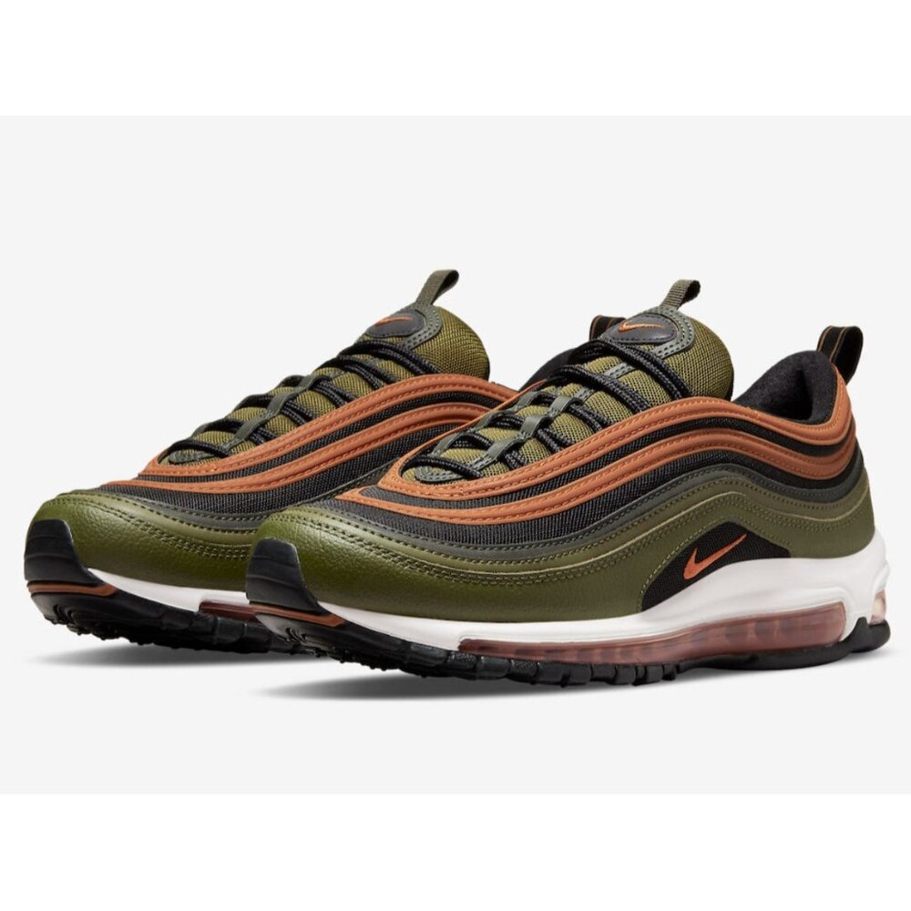 Nike Air Max 97 Men's Sneakers - Olive Green / Orange